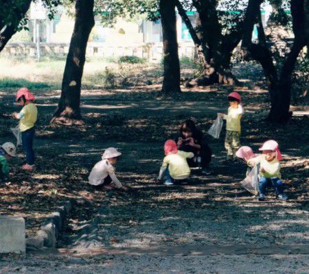 Children cleaning a park